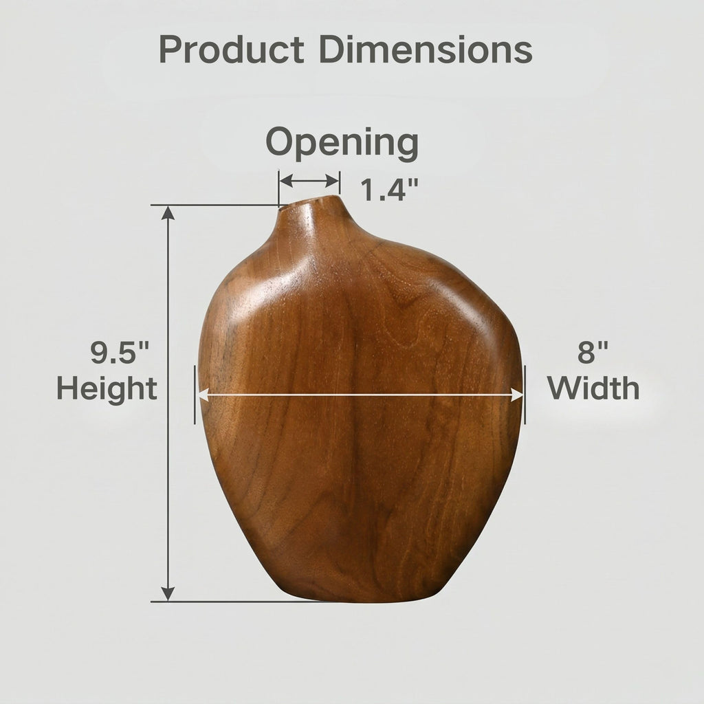 JOLLYMER Solid Teak Wood Decorative Vase